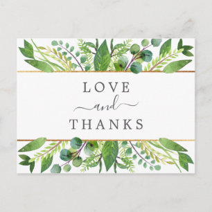 Carte Postale Faire-part Le Merci de la Collection Mariage Verdure & Or