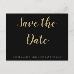 Carte Postale Faire-part Le noir et le mariage d'or font gagner la date