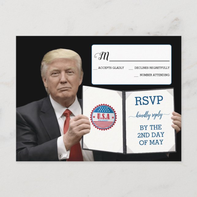 Carte Postale Faire-part Le président Trump 📜 le Mariage patriotique (Devant)