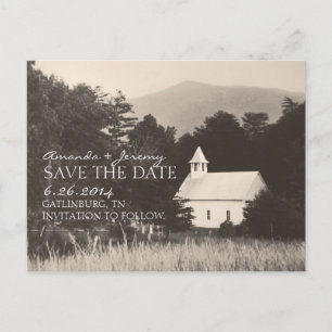 Carte Postale Faire-part L'église de la vieille montagne Vintage Sauvez la