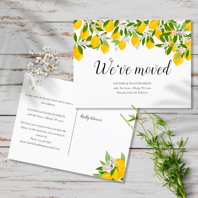 Carte Postale Faire-part Lemons Blossom Nous avons déménagé Nouveau Accueil (Créateur téléchargé)