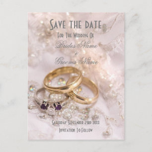 Carte Postale Faire-part Les anneaux de mariage modernes romantiques font