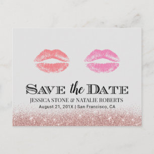 Carte Postale Faire-part Les baisers gais lesbiens de double de mariage