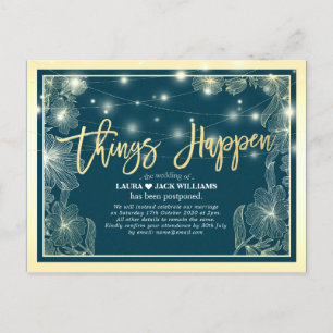 Carte Postale Faire-part Les choses arrivent Mariage Postponement des fleur