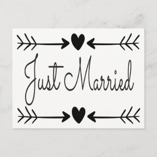 Carte Postale Faire-part Les Flèches Coeurs Mariées De Noir Et Blanc Mariag