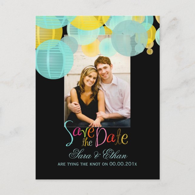 Carte Postale Faire-part Les lanternes PixDezines sauvent la date (Devant)