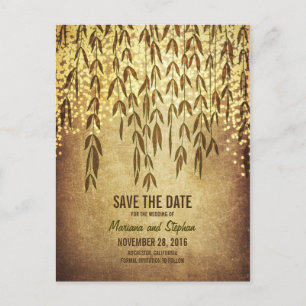 Carte Postale Faire-part les lumières rustiques de ficelle de branches