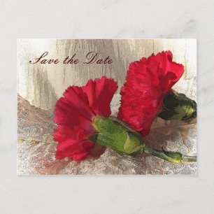 Carte Postale Faire-part Les oeillets rouges font gagner la date