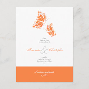 Carte Postale Faire-part Les Papillons Orange Simple Sauvegardent Le Mariag