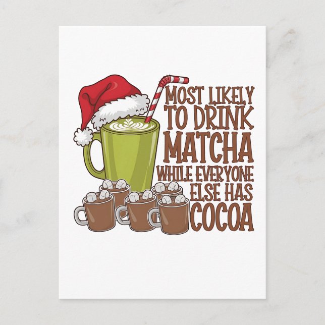 Carte Postale Faire-part Les plus susceptibles de boire Matcha et regarder  (Devant)