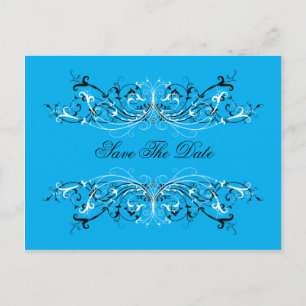 Carte Postale Faire-part Les remous blancs de noir bleu font gagner la date