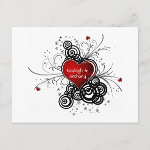 Carte Postale Faire-part Les remous rouges de noir de coeur font gagner la