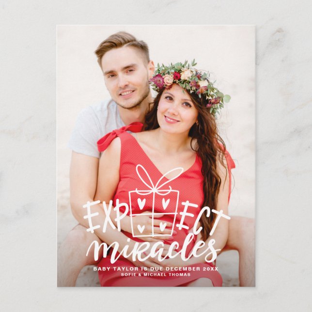 Carte Postale Faire-part Lettre Attendant un Miracle Vacances Grossesse (Devant)
