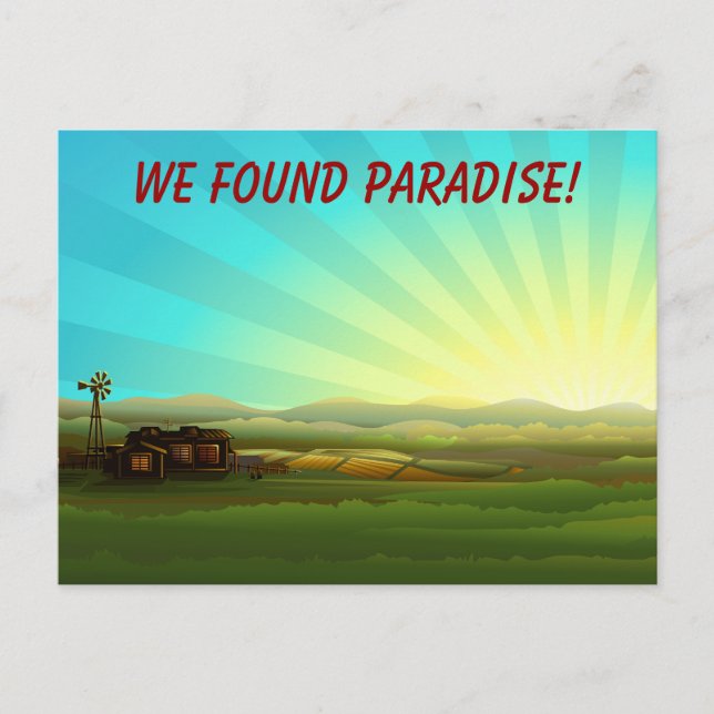 Carte Postale Faire-part Lever de soleil au paradis de la ferme (Devant)