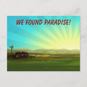 Carte Postale Faire-part Lever de soleil sur le paradis de ferme