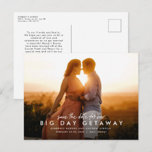 Carte Postale Faire-part Lieu de mariage de destination de jour férié enreg