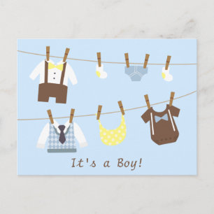 Carte Postale Faire-part Ligne de vêtements pour bébé garçon Little Gentlem
