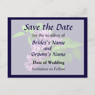 Carte Postale Faire-part Lilacs et Feuilles Enregistrer la date