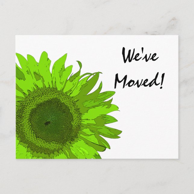 Carte Postale Faire-part Lime Green Sunflower Changement d'adresse (Devant)