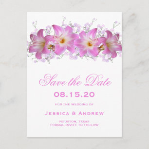 Carte Postale Faire-part Lis de Belladone Romantiques Mariage Enregistrer L