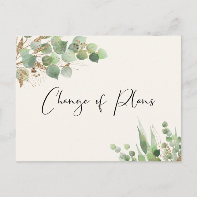 Carte Postale Faire-part Liste de mariage réduite Crème d'Eucalyptus (Devant)