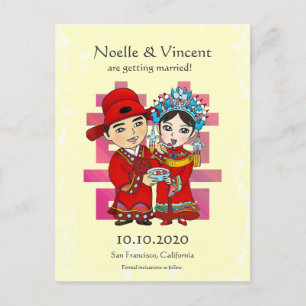 Carte Postale Faire-part LittlePixyBoots - Enregistrer la date (Jaune)