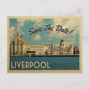 Carte Postale Faire-part Liverpool Enregistrer La Date Angleterre