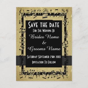 Carte Postale Faire-part L'or chic et le noir font gagner la date