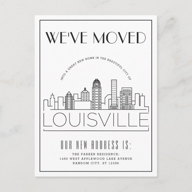 Carte Postale Faire-part Louisville Modern Deco | Changement d'adresse (Devant)