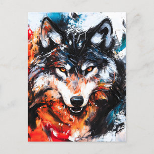 Carte Postale Faire-part Loup Sauvage Abstrait