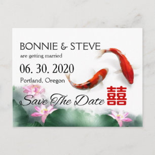 Carte Postale Faire-part Love Circles   Lotus Koi Double XI Faire Part de M
