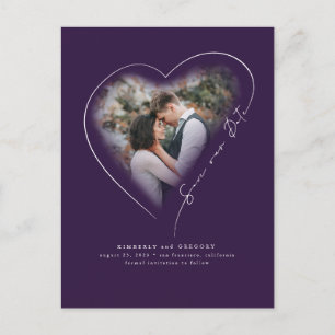 Carte Postale Faire-part Love Heart Élégant Minimal Enregistrer La Date Pho