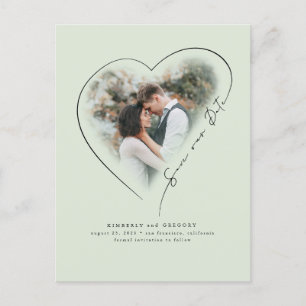 Carte Postale Faire-part Love Heart Élégant Minimal Enregistrer La Date Pho