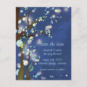 Carte Postale Faire-part Lovely Night Blue Wedding Enregistrer la date