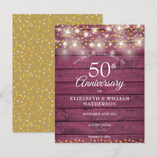 Carte Postale Faire-part Lumières de chaîne de 50e anniversaire Enregistrez