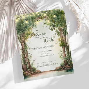 Carte Postale Faire-part Lumières de Chaîne de Jardin Enchanté Enregistrez