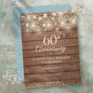 Carte Postale Faire-part Lumières de guirlande pour le 60e anniversaire Boi