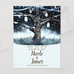 Carte Postale Faire-part Lumières de l'Arbre et Pots de Merveilles d'Hiver 