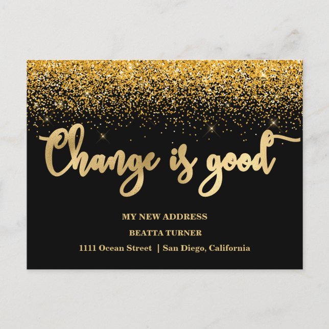 Carte Postale Faire-part Luxe Nouvelle Adresse domiciliaire Gold Parties sc (Devant)