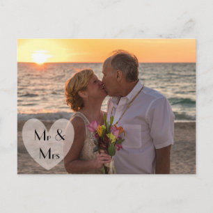 Carte Postale Faire-part "M. et Mme" annonces de mariage ou de fugue