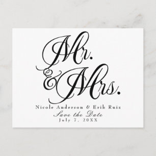 Carte Postale Faire-part M. & Mme Black White Enregistrer la date Invitatio