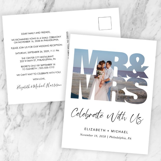 Carte Postale Faire-part M. Mme Réception de mariage photo (Créateur téléchargé)