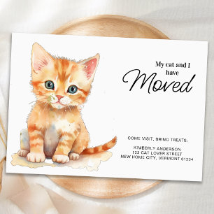 Carte Postale Faire-part Ma chatte et moi avons déménagé Orange Déménagemen