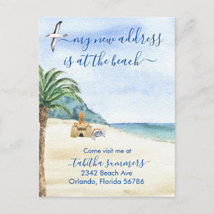 Carte Postale Faire-part Ma nouvelle adresse Moved Beach Ocean Sea