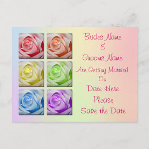 Carte Postale Faire-part Macro Rainbow Mariage Rose Enregistrer La Date