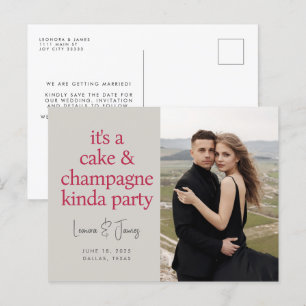 Carte Postale Faire-part Magenta Rose Mariage Sauvez Le