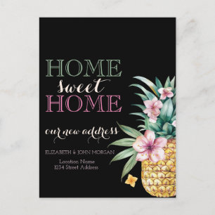 Carte Postale Faire-part Maison douce maison, ananas floral, nouvelle adres