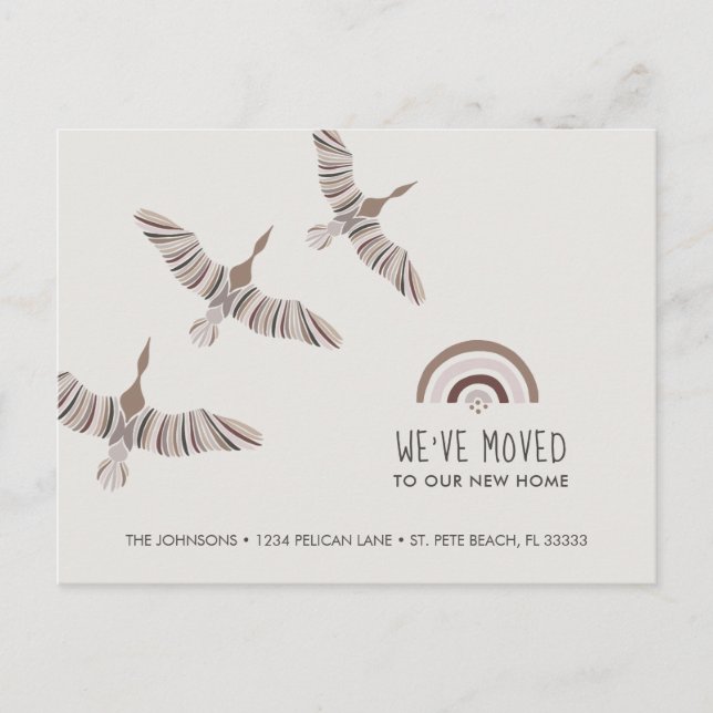 Carte Postale Faire-part Majestueuses oies nous avons déménagé dans notre n (Devant)