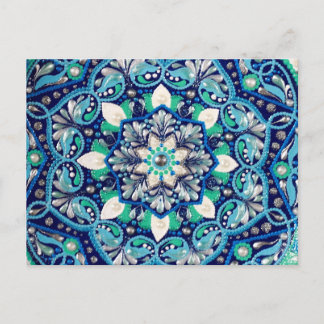 Carte Postale Faire-part Mandala d'art des points bleus