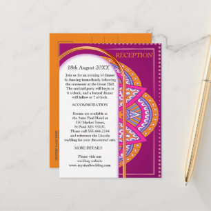 Carte Postale Faire-part Mandalas dans Cerise Pinks & motif de répétition c